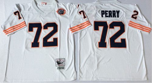 Mitchell&Ness Bears #72 William Perry White Big No. Throwback Stitched NFL Jersey - Click Image to Close